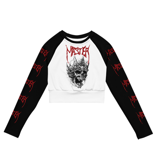 Master Skull Crown Official Long Sleeve Crop Top by Metal Mistress