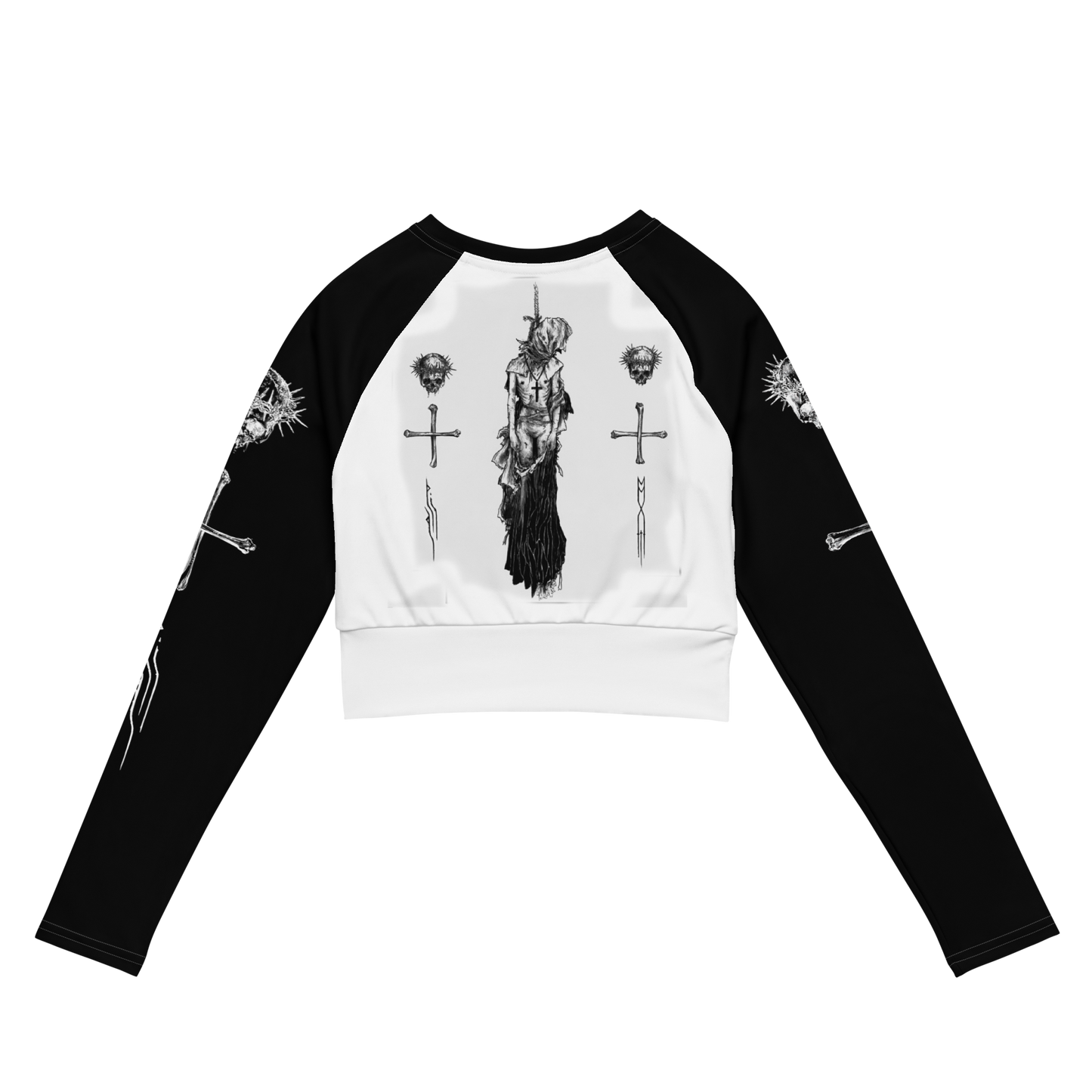 Nunslaughter Angelic Dread official long sleeve crop top with black sleeves by Metal Mistress