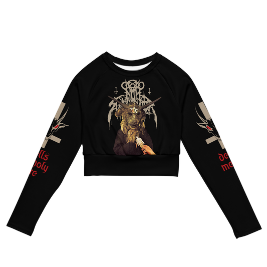 Nunslaughter Hell's Unholy Fire official long sleeve crop top by Metal Mistress