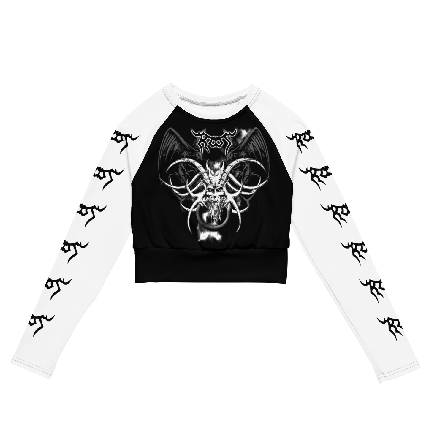 Root The Book official long sleeve crop top by Metal Mistress