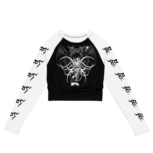 Root The Book official long sleeve crop top by Metal Mistress
