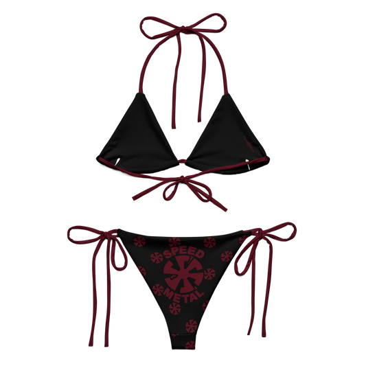 SPEED METAL Red on Black Bikini Swimsuit