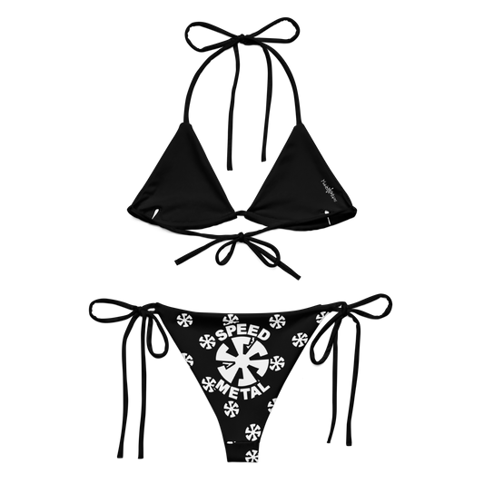 SPEED METAL White on Black Bikini Swimsuit