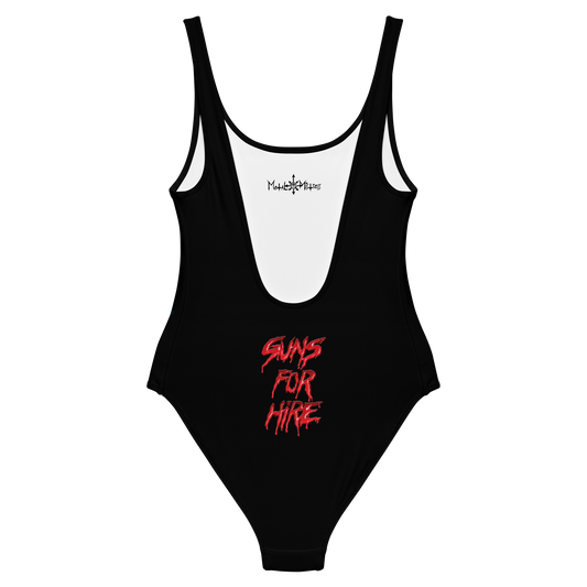 Tailgunner Guns for Hire official licensed one piece swimsuit by Metal Mistress