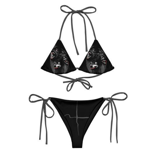 Thrasherwolf 3 Headed Wolf official licensed bikini swimsuit by Metal Mistress
