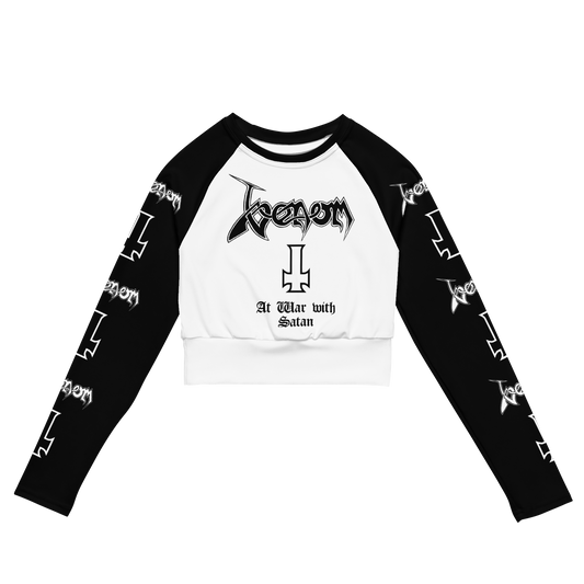 Venom - At War With Satan official long sleeve crop top by Metal Mistress