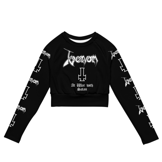 Venom - At War With Satan official long sleeve crop top by Metal Mistress