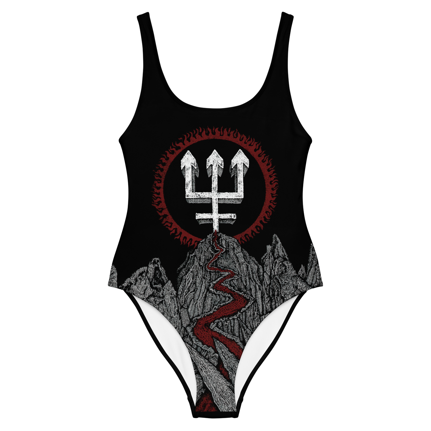 Watain Trident Wolf Eclipse one piece swimsuit by Metal Mistress