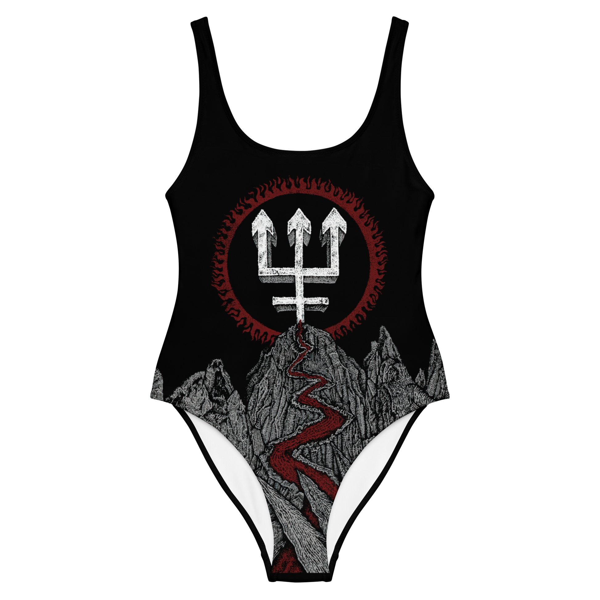 Watain Trident Wolf Eclipse one piece swimsuit by Metal Mistress