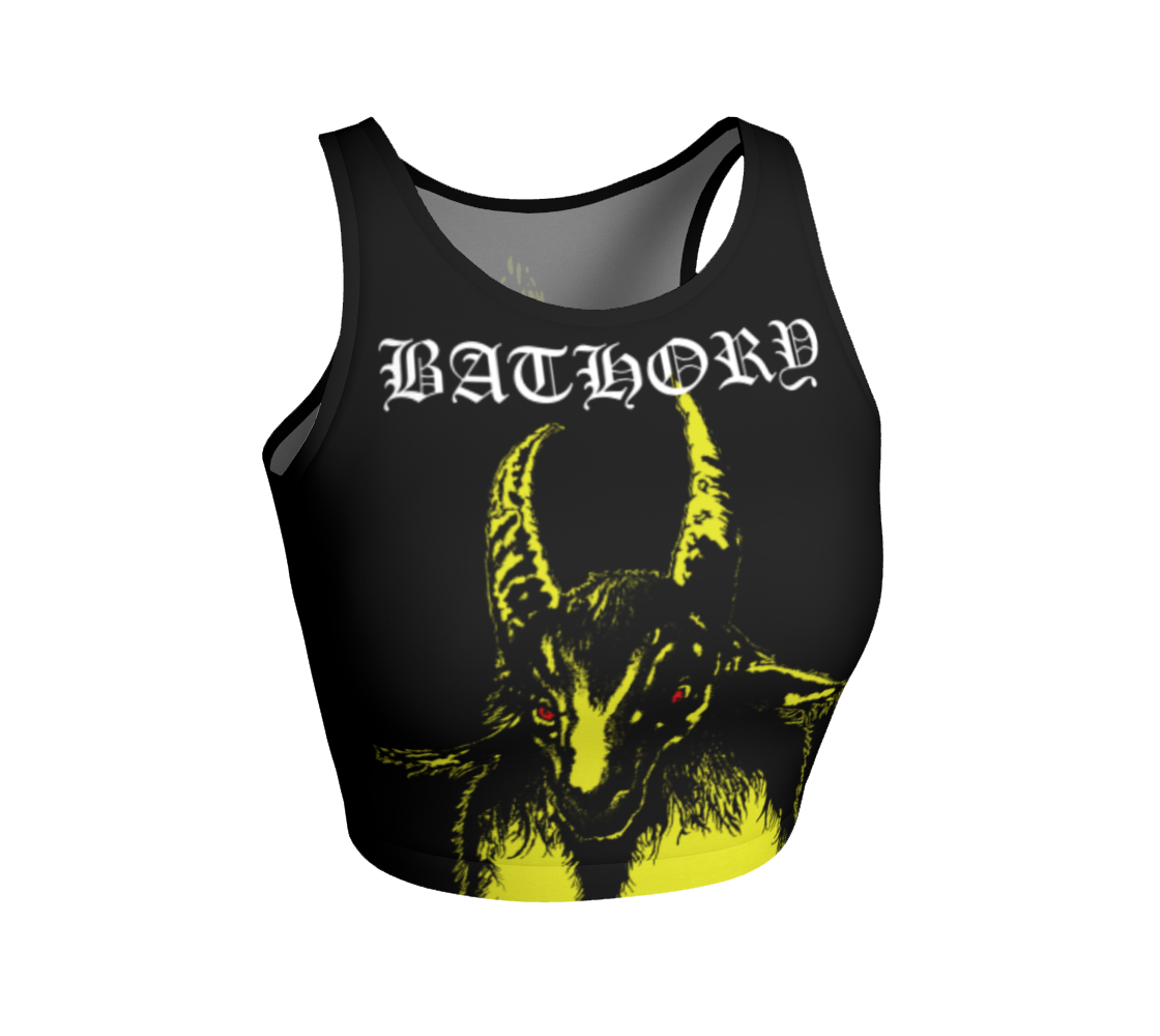 Bathory Yellow Goat fitted crop top by Metal Mistress
