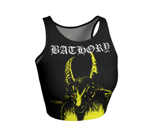 Bathory Yellow Goat fitted crop top by Metal Mistress