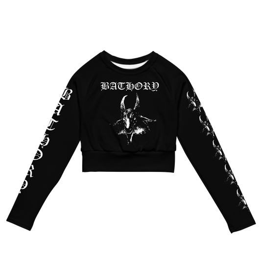 Bathory black metal long sleeve crop top