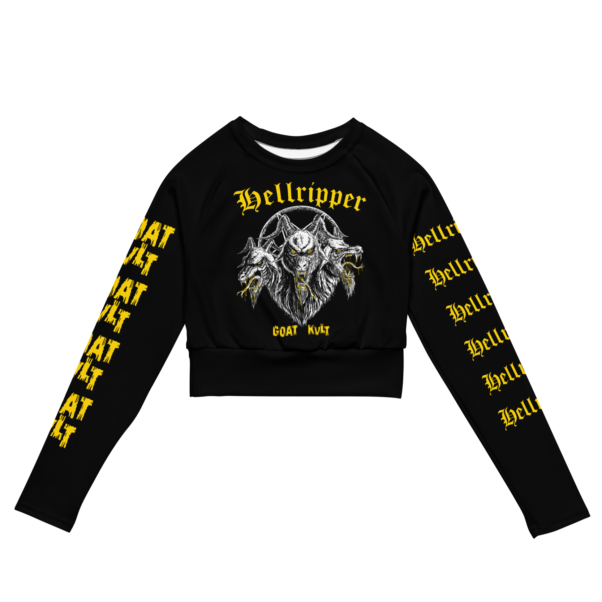 Hellripper - Goat Kvlt Official Long Sleeve Crop Top by Metal Mistress