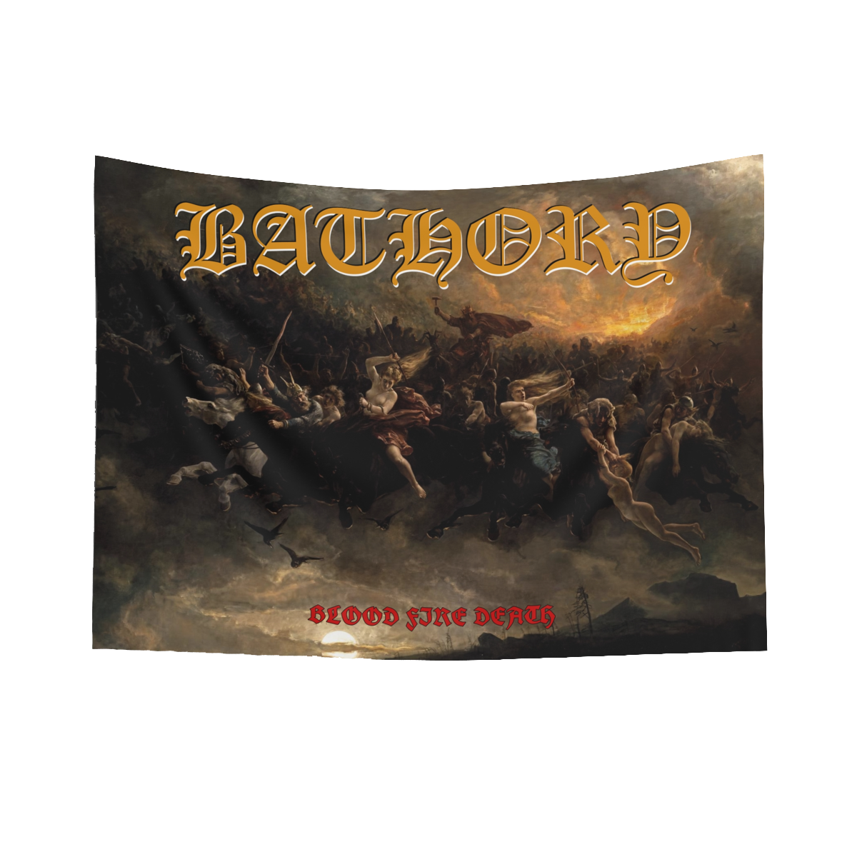 Bathory Blood Fire Death Black Metal Viking Metal Textile Poster Flag