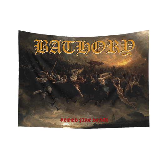 Bathory Blood Fire Death Black Metal Viking Metal Textile Poster Flag
