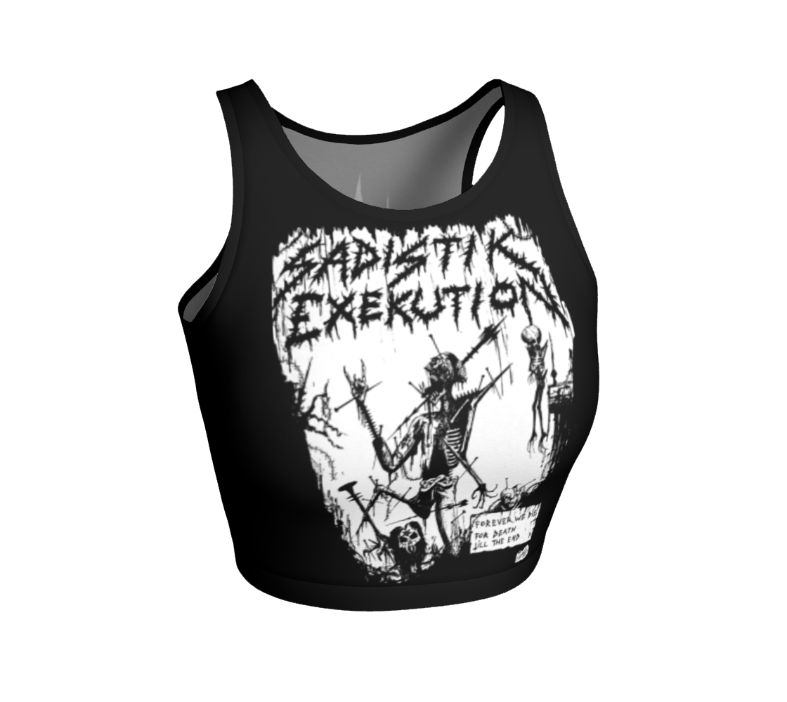 Sadistik Exekution Forever We Die (White) Official Fitted Crop Top by Metal Mistress